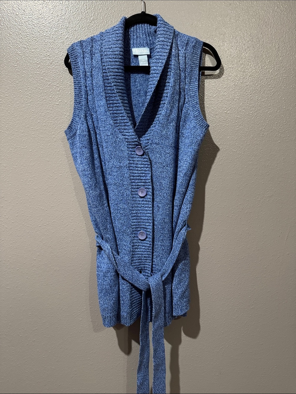 Liz & Me Blue Knit Vest with Button Front